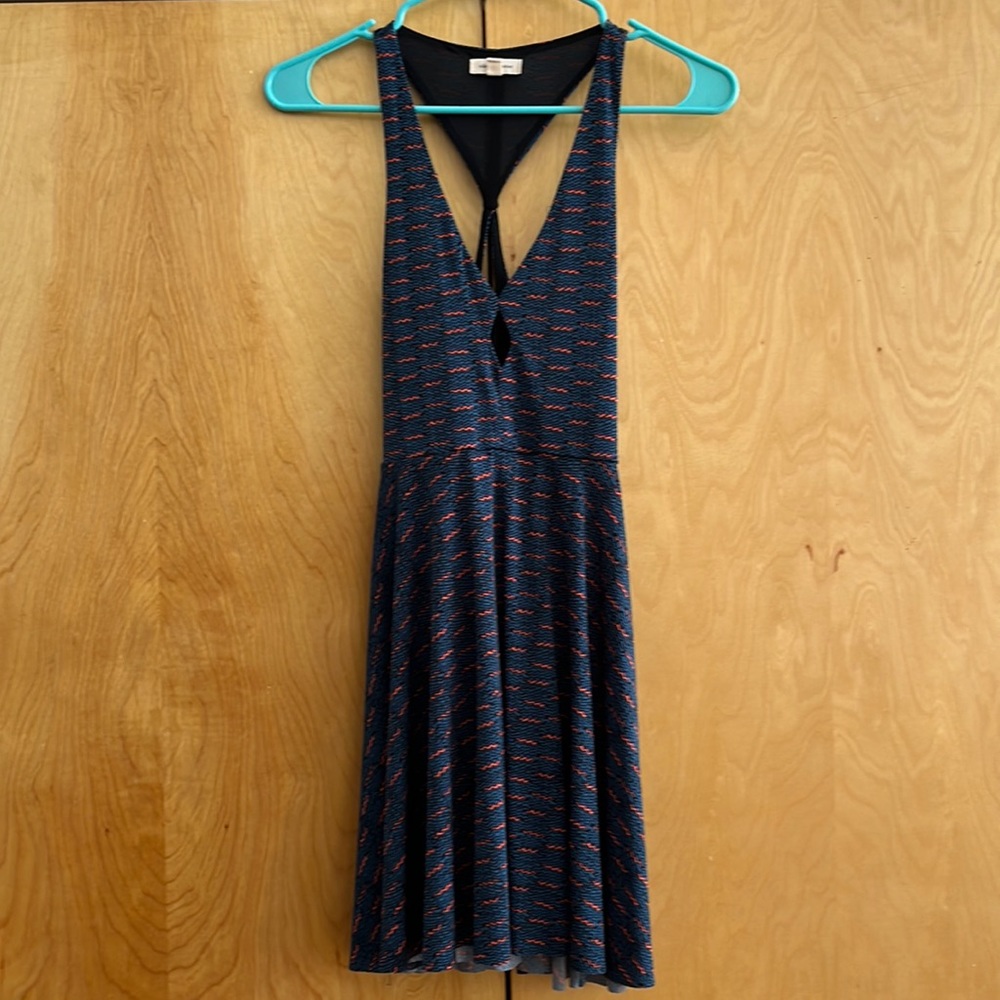 Silence + Noise XS Skater dress navy blue pattern